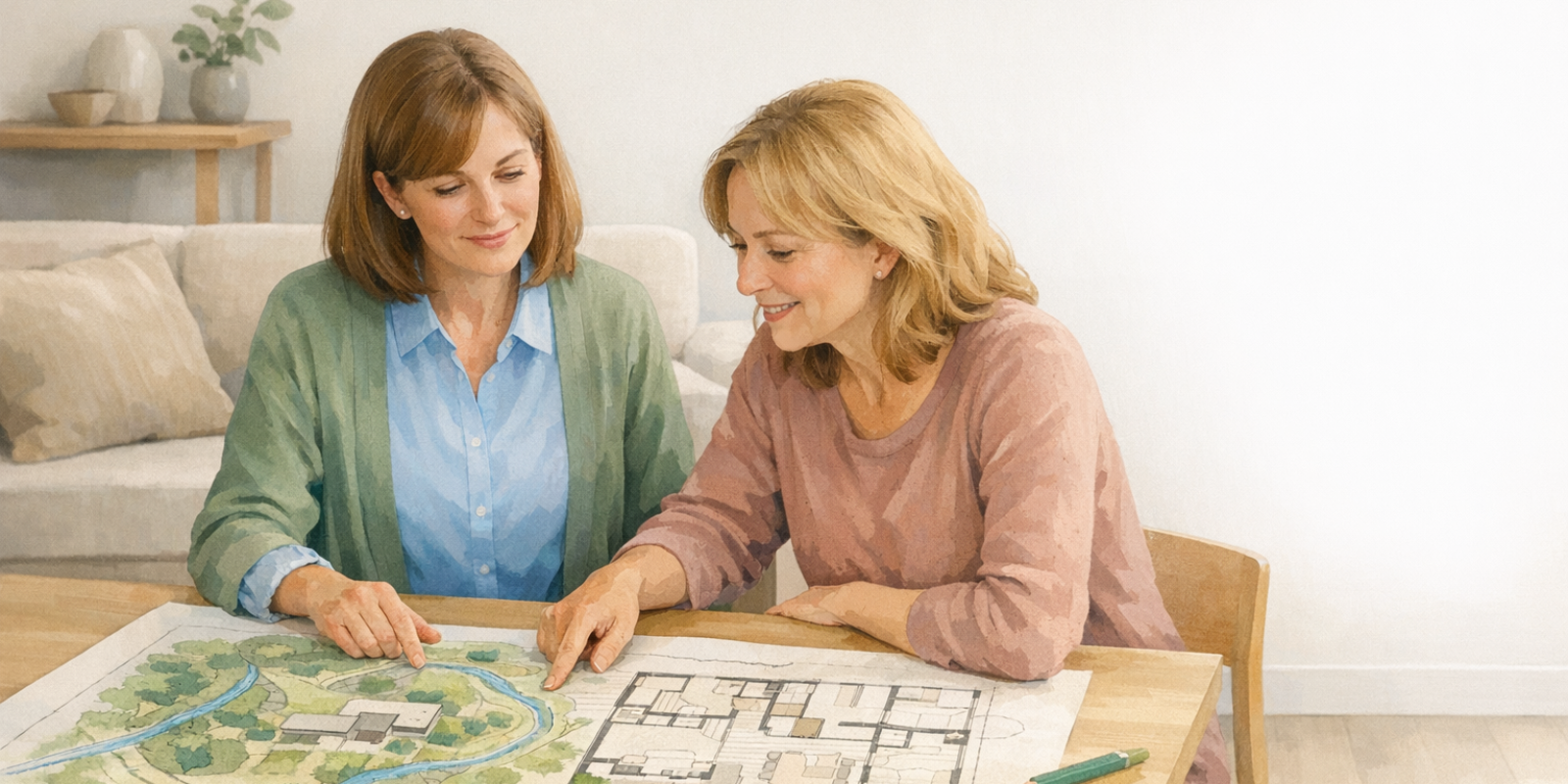 Holistic medicine practitioner reviewing geobiology intake questions with homeowner before home energy assessment