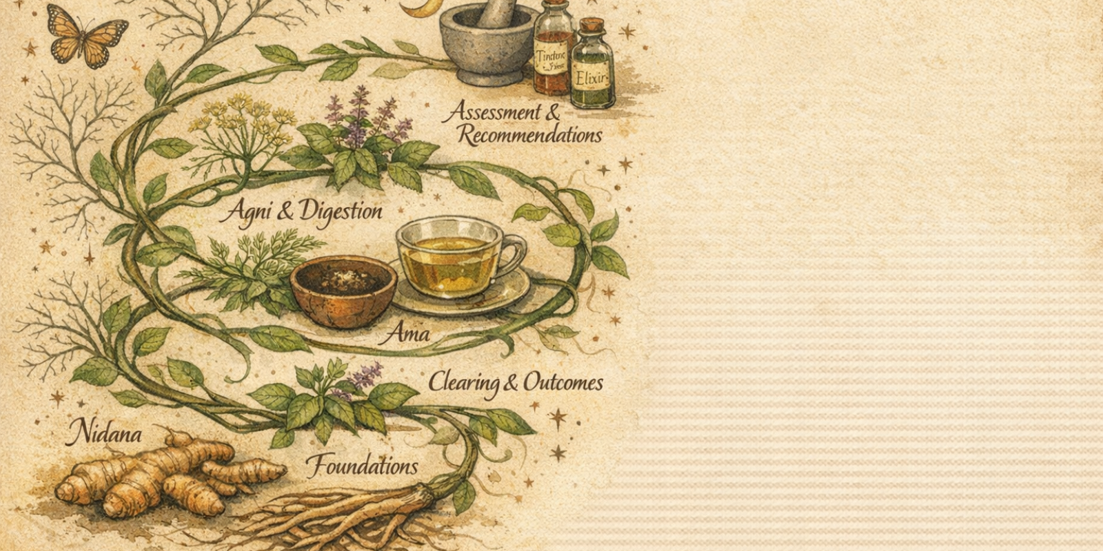 Ayurvedic practitioner coaching client in counseling session while reviewing step-by-step case study notes