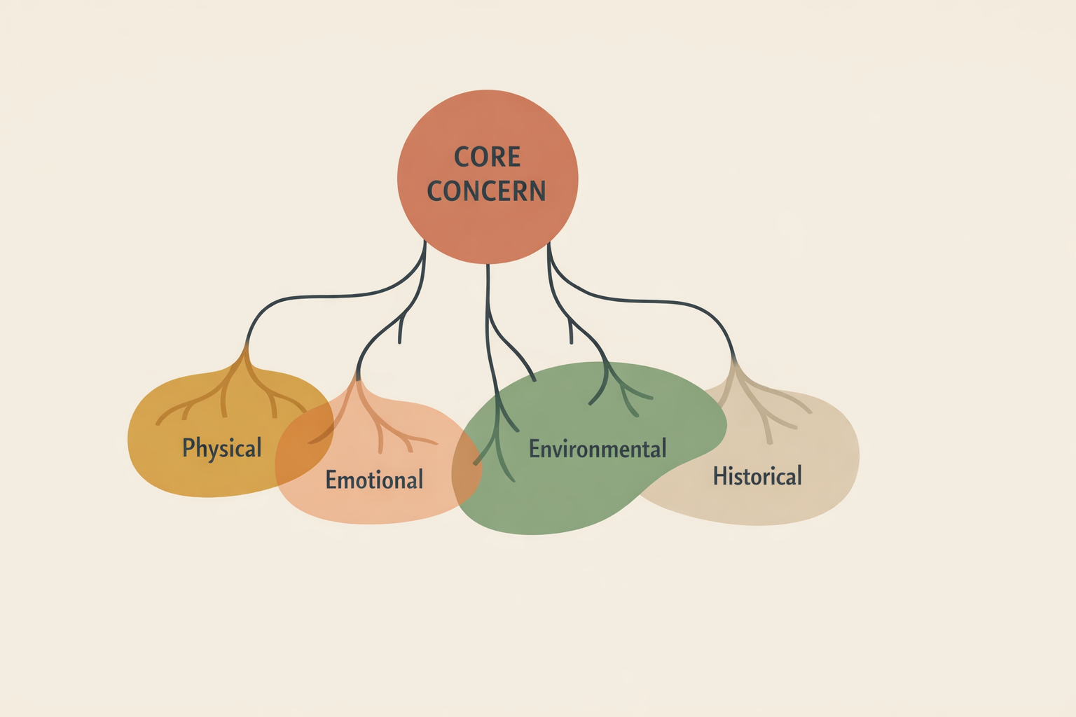 Naturopathic coach mapping client symptoms and lifestyle patterns on whiteboard to build root cause map