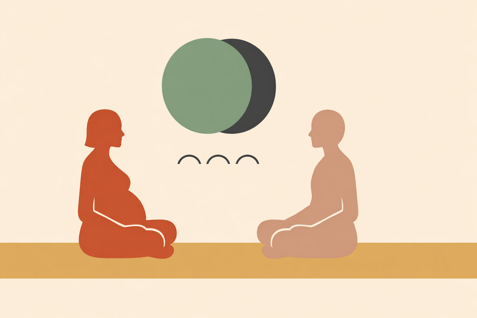 Prenatal coach guiding pregnant client through breathing and nervous system regulation exercises in a calm session setting