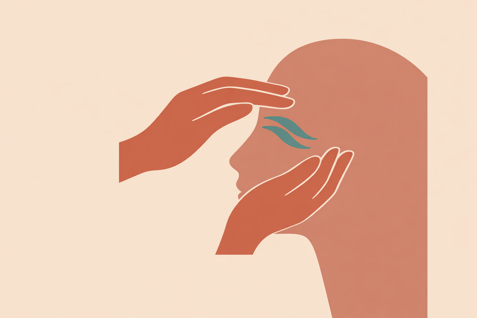 Esthetician performing facial massage along sinus drainage points to enhance lymphatic sculpting session