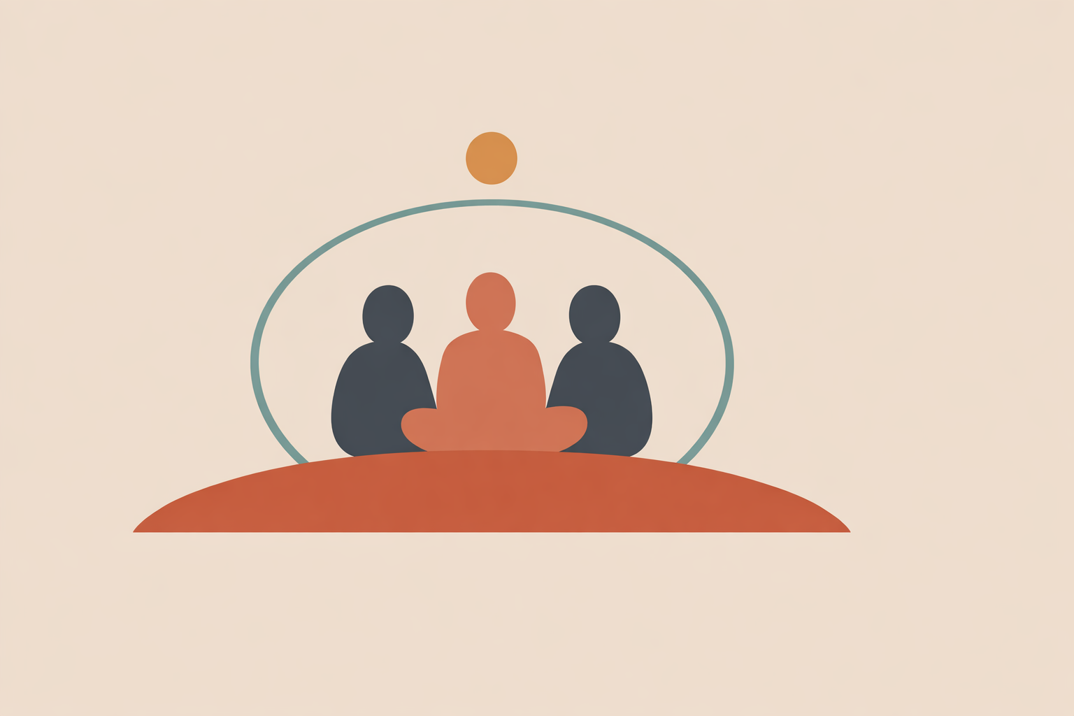 Women’s circle practicing gentle embodiment exercises, grounding together on cushions to feel centered, clear, and connected