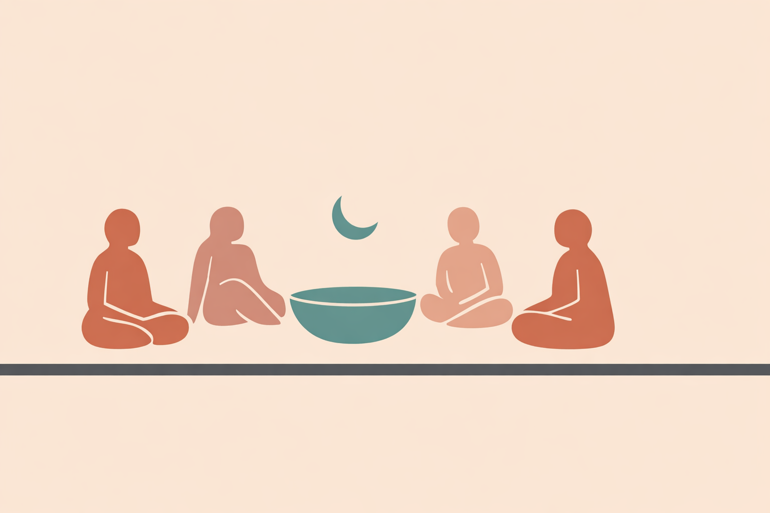 Women sitting in a sacred feminine healing circle, sharing intentions and grounding together with gentle candlelight
