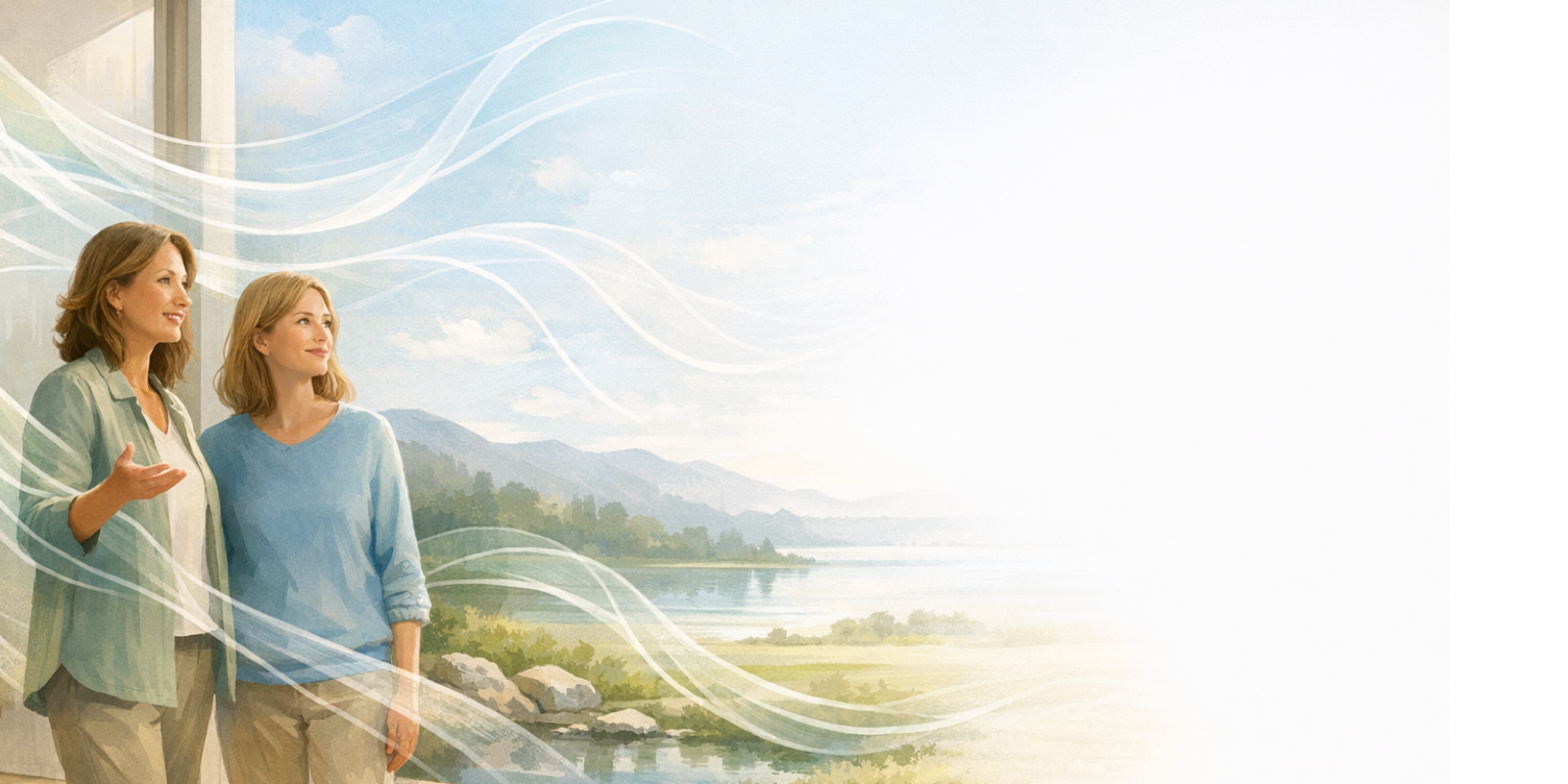 Consultant explaining geobiology home assessment to couple reviewing sustainable living plans at kitchen table