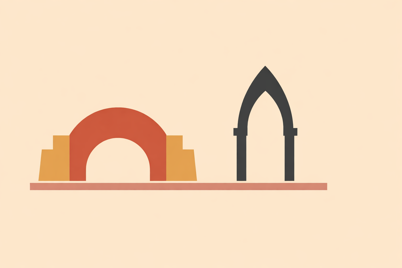 Architect comparing gothic arch vs roman arch vault house diagrams to explain which arch design is structurally stronger