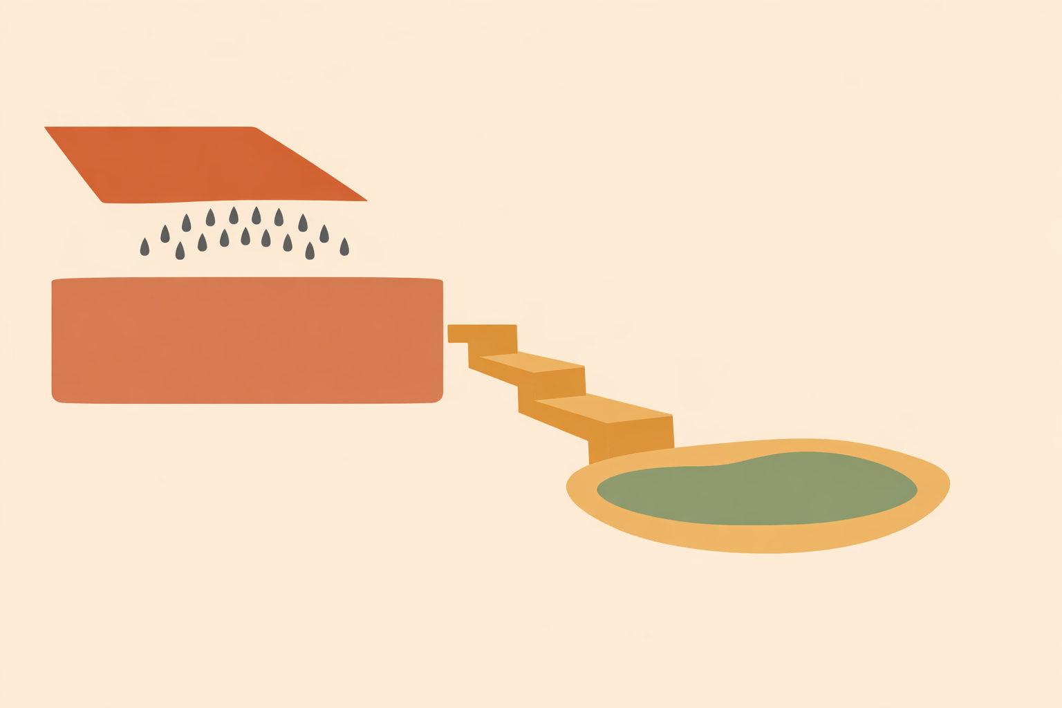 Technician installing rooftop rainwater harvesting system with storage tanks for homes in arid desert zone
