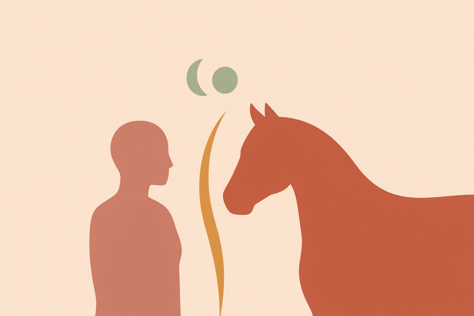 Horse trainer reading equine body language signals while calming a nervous horse during a risky training session