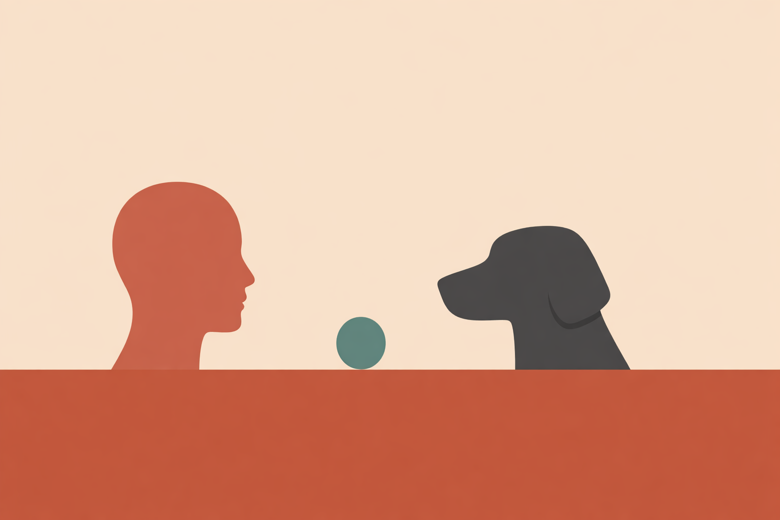 Person practicing telepathic communication with a calm dog outdoors, staying grounded during intuitive animal connection