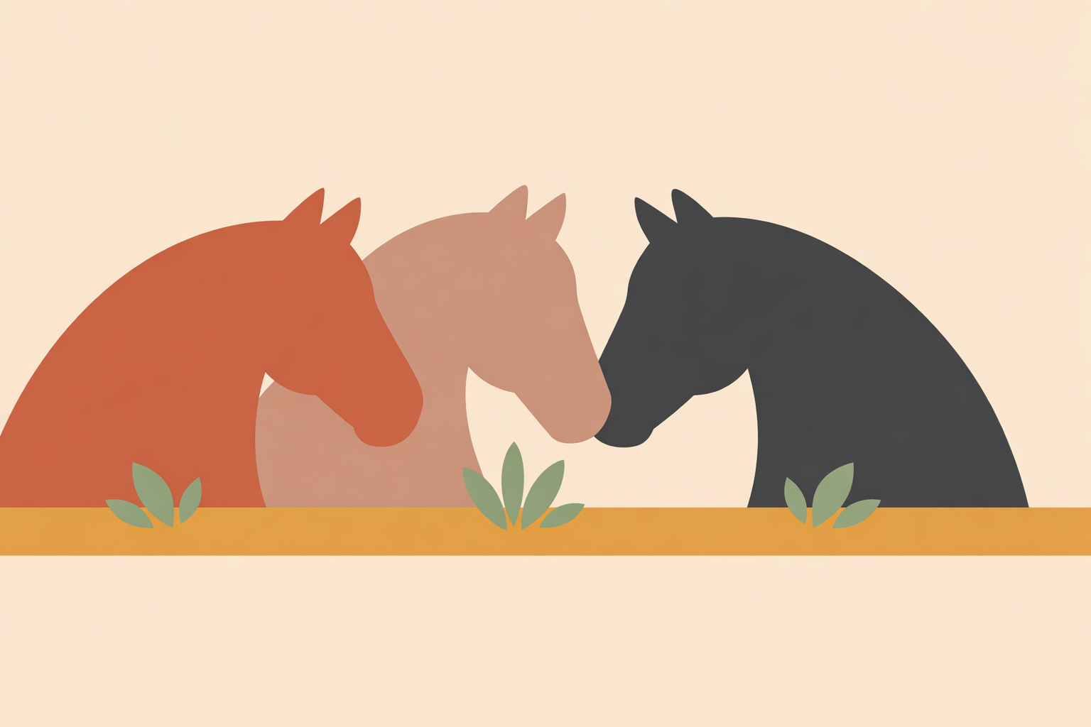 Horse herd calmly interacting in open pasture, illustrating equine psychology principles for improved herd welfare