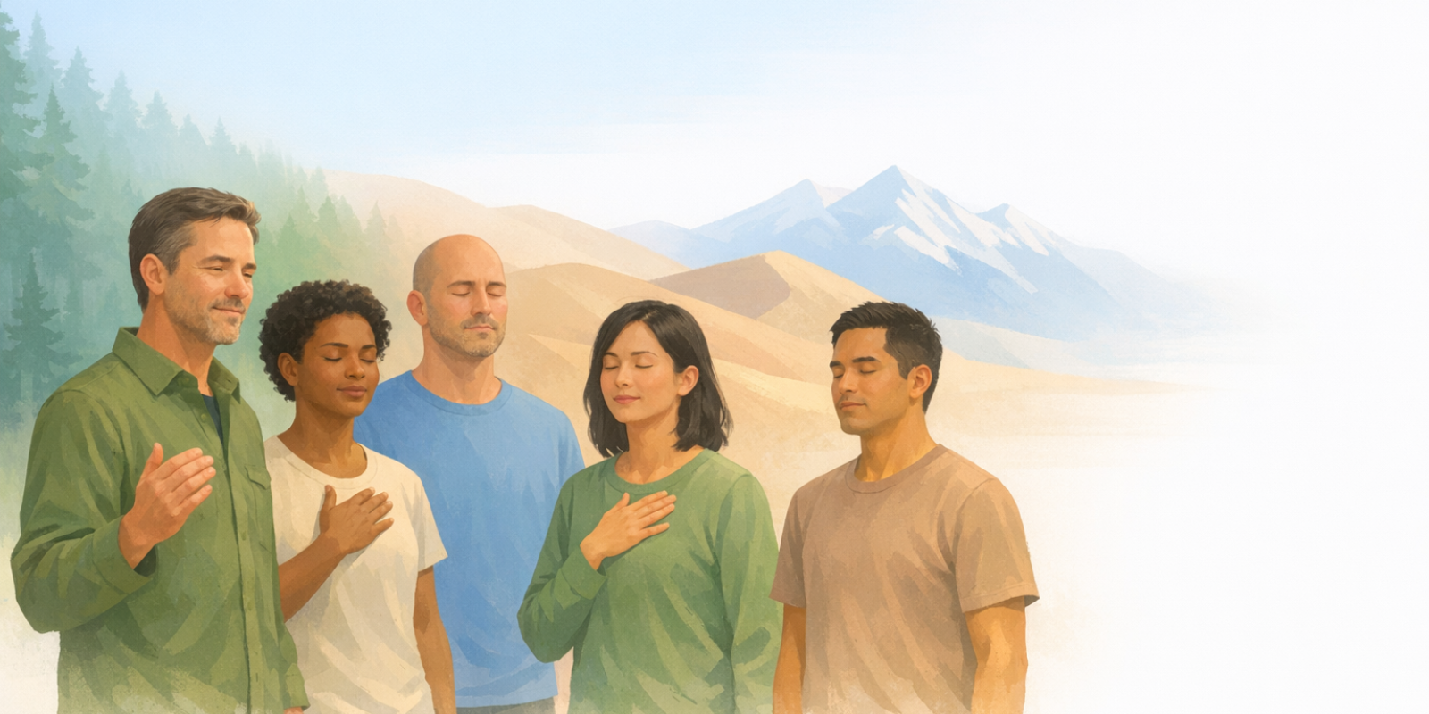 Outdoor guide coaching clients on essential survival skills for forest, desert and mountain adventures