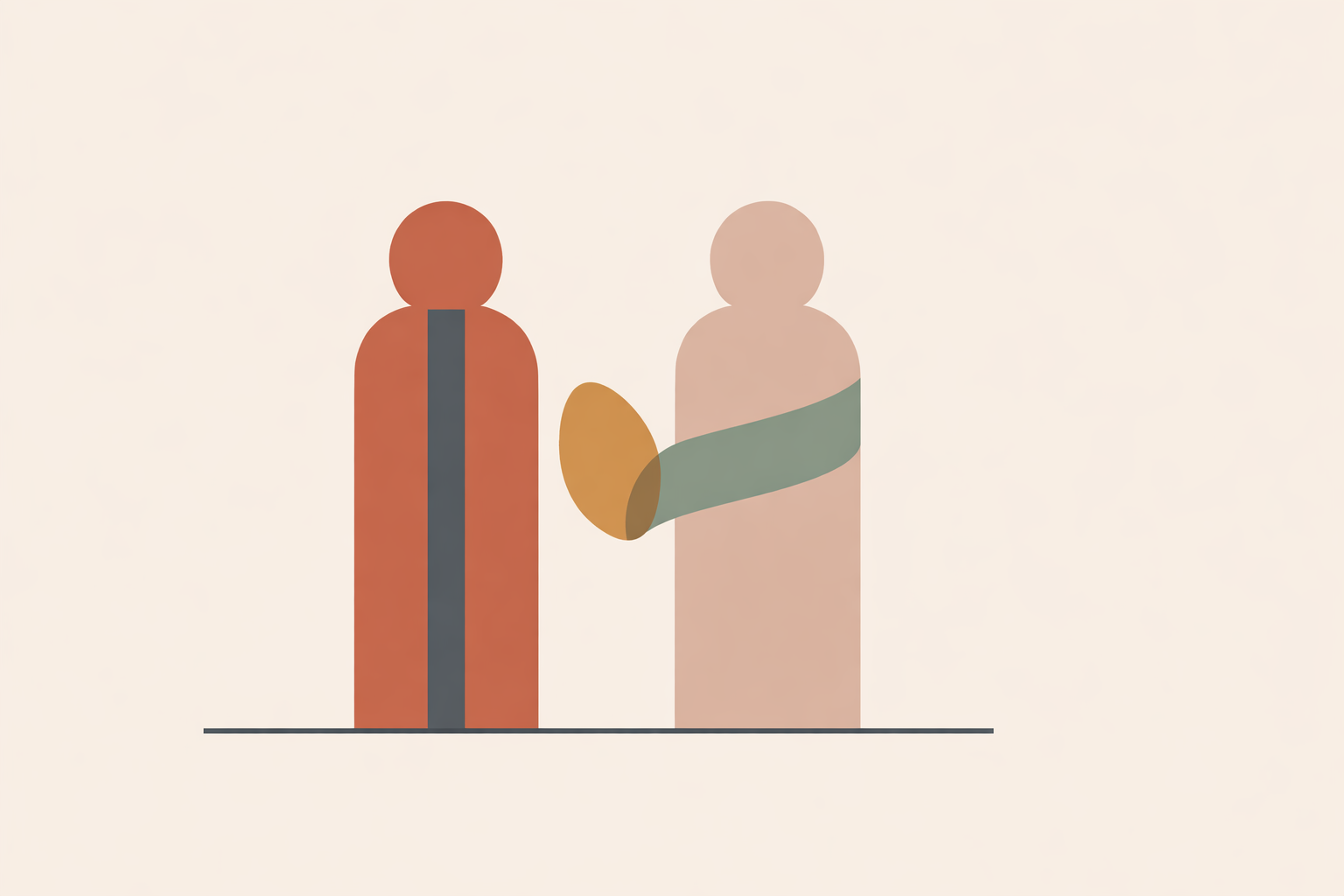 Coach listening attentively as client discusses unresolved trauma, modeling supportive coaching within clear boundaries