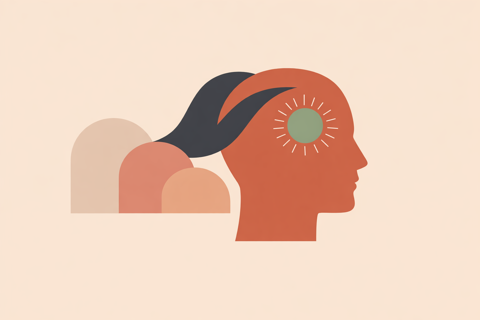 Woman practicing self-hypnosis with closed eyes and relaxed posture for daily pain management