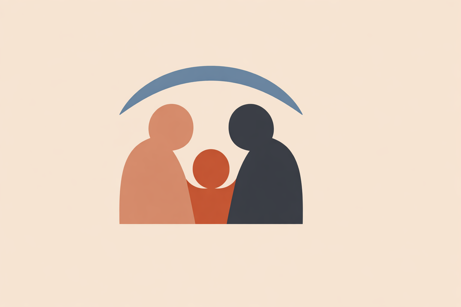 Co-parent coach supporting separated parents while they talk with their child, focusing on strengthening parent-child bonds