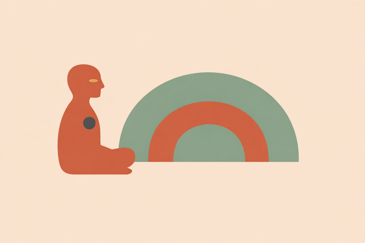Person practicing interoceptive awareness exercise by resting hands on chest to soothe a nervous system freeze state