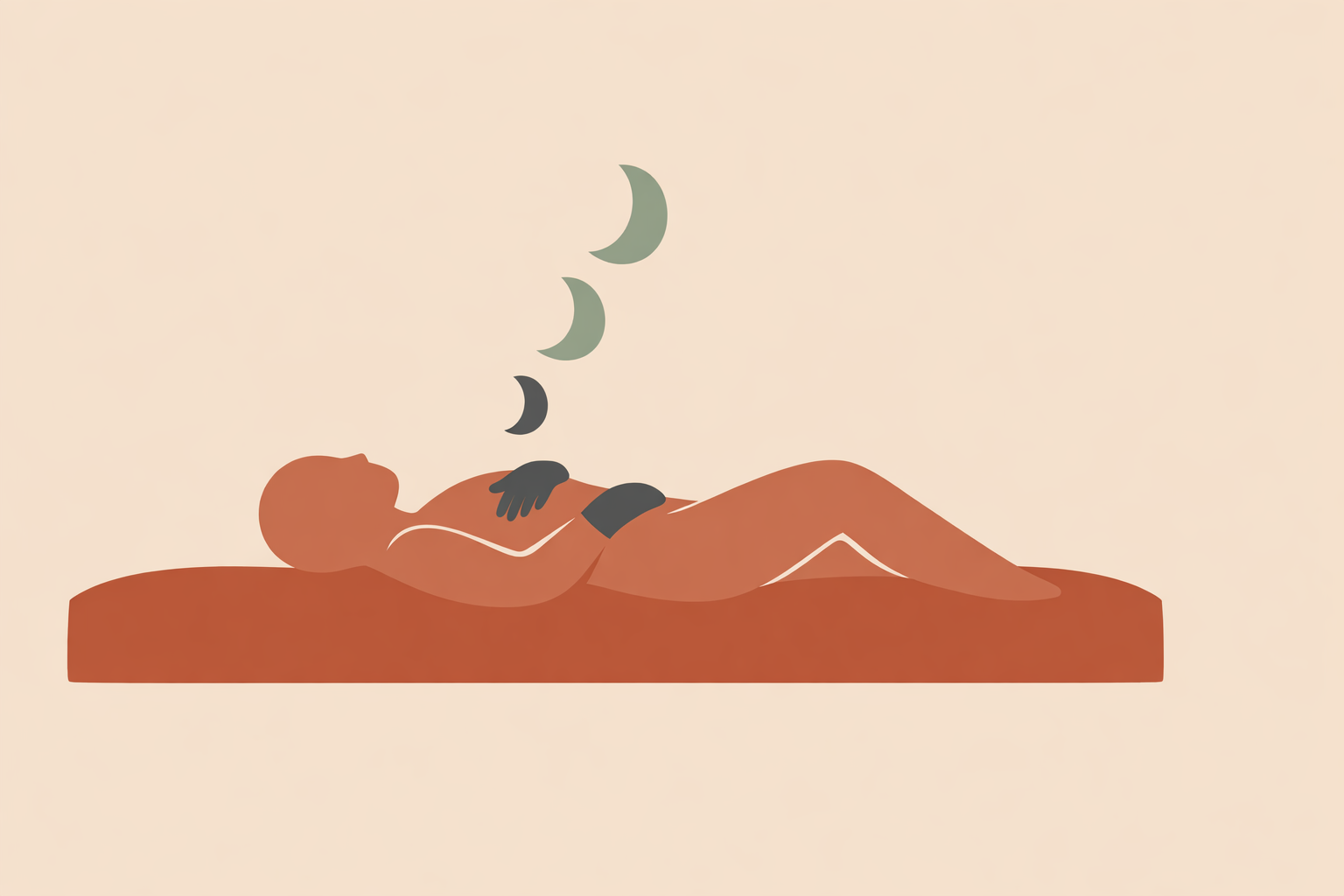 Woman stretching gently in bed at night to relieve pain and reduce multiple wake-ups from sleep