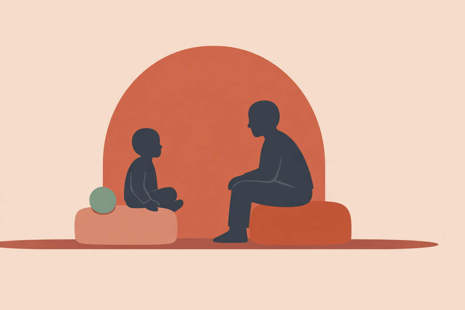Child therapist building rapport with young client during first counseling session using gentle, child-centered conversation