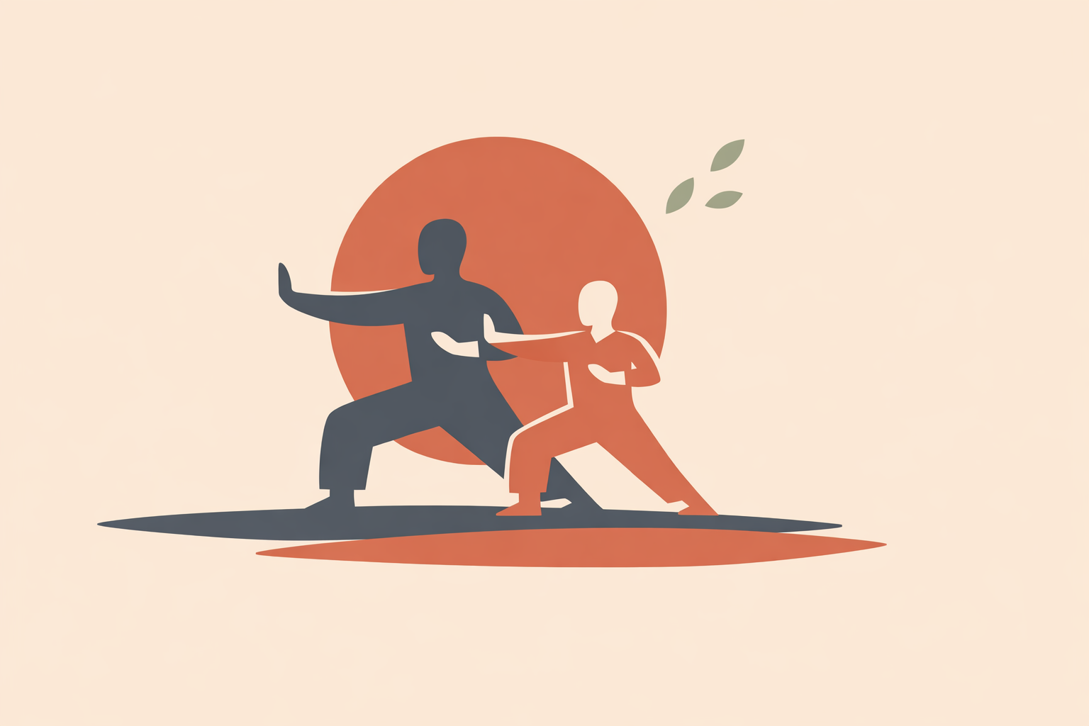 Therapist introducing tai chi stress relief exercises to a client during a calm one-on-one wellness session