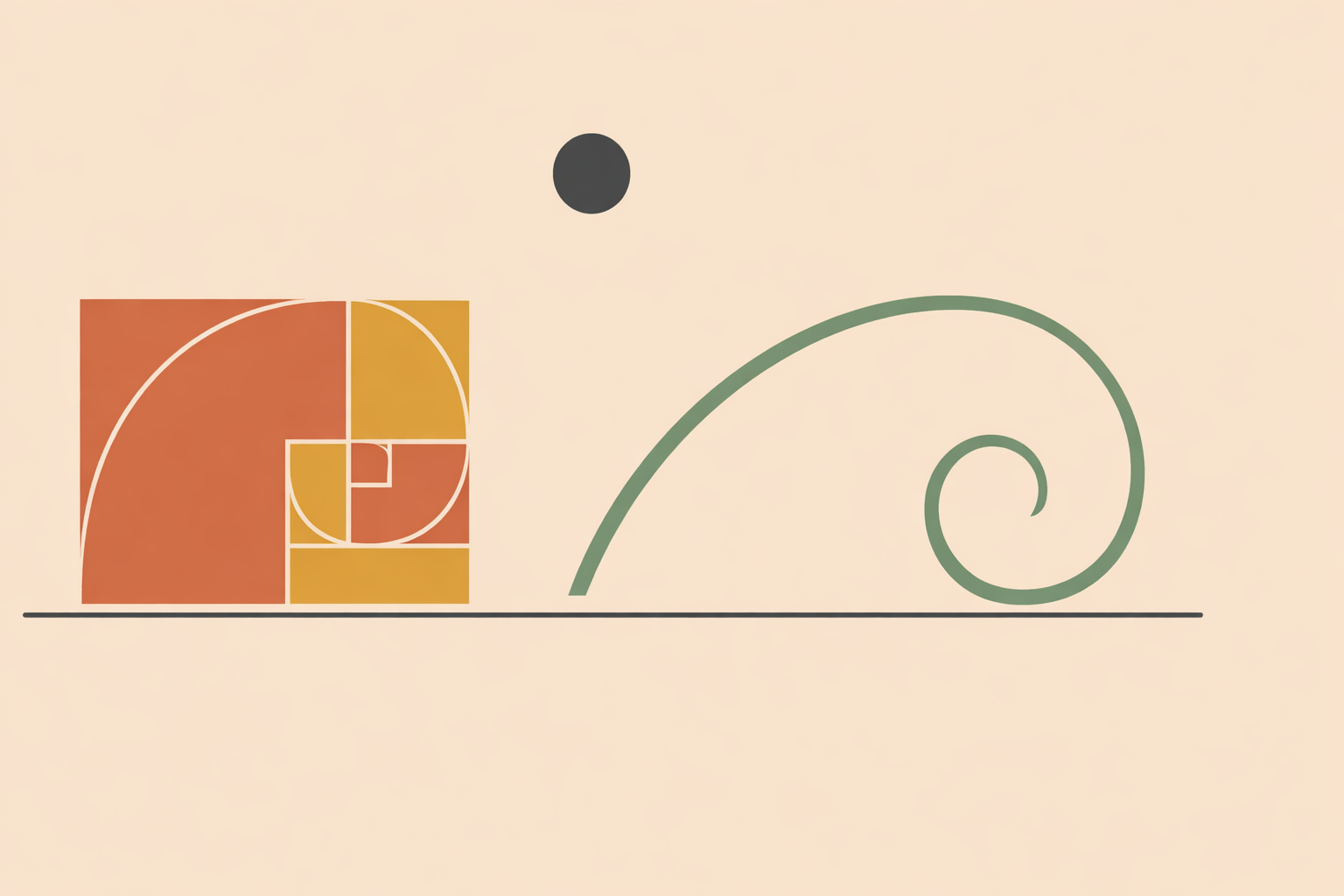 Artist sketching Fibonacci spiral and golden spiral side by side to compare evidence-informed art composition techniques