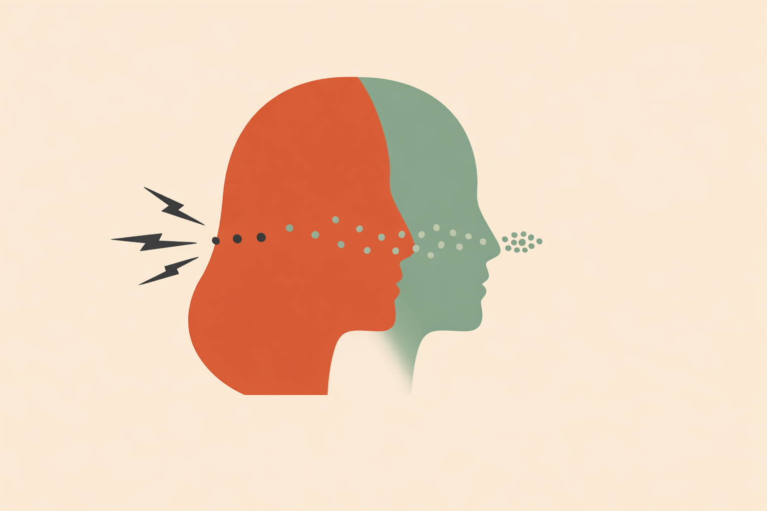 Therapist coaching anxious client through breathing exercises to calm overbreathing during counseling session