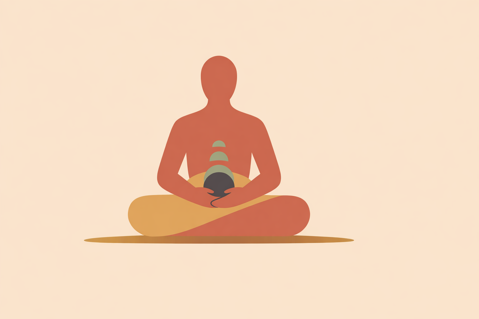 Woman practicing daily Reiki breathing techniques, hands over heart and abdomen, to balance energy during a busy day