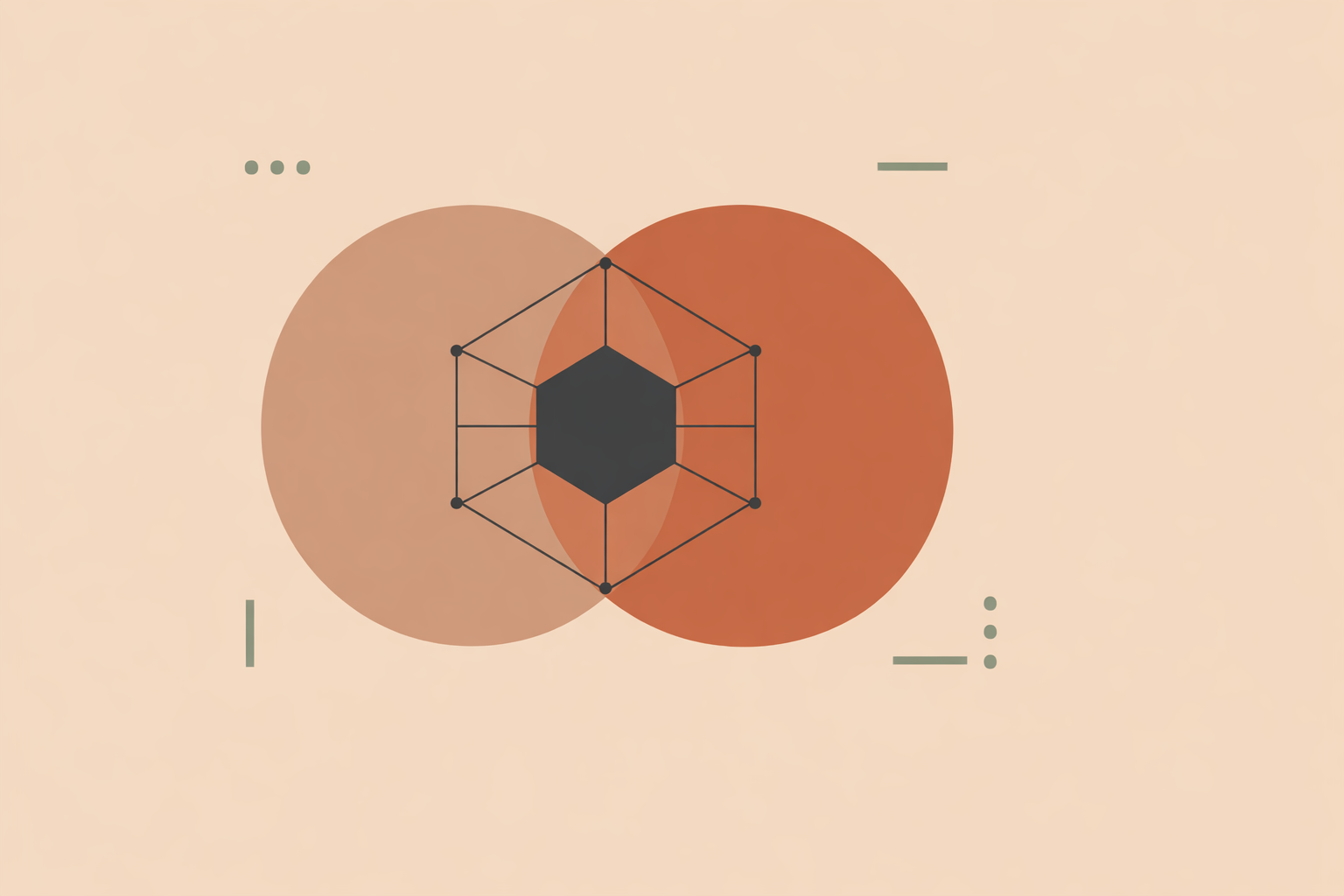 Abstract geometric art with overlapping opaque shapes illustrating client-friendly scripts for explaining non-woo concepts