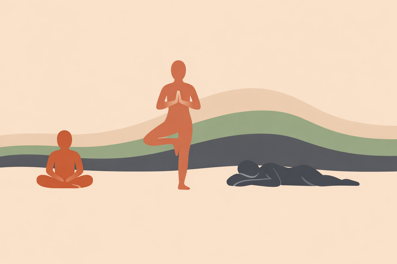 Yoga teacher guiding student through gentle floor poses for nervous system regulation in a calm studio setting
