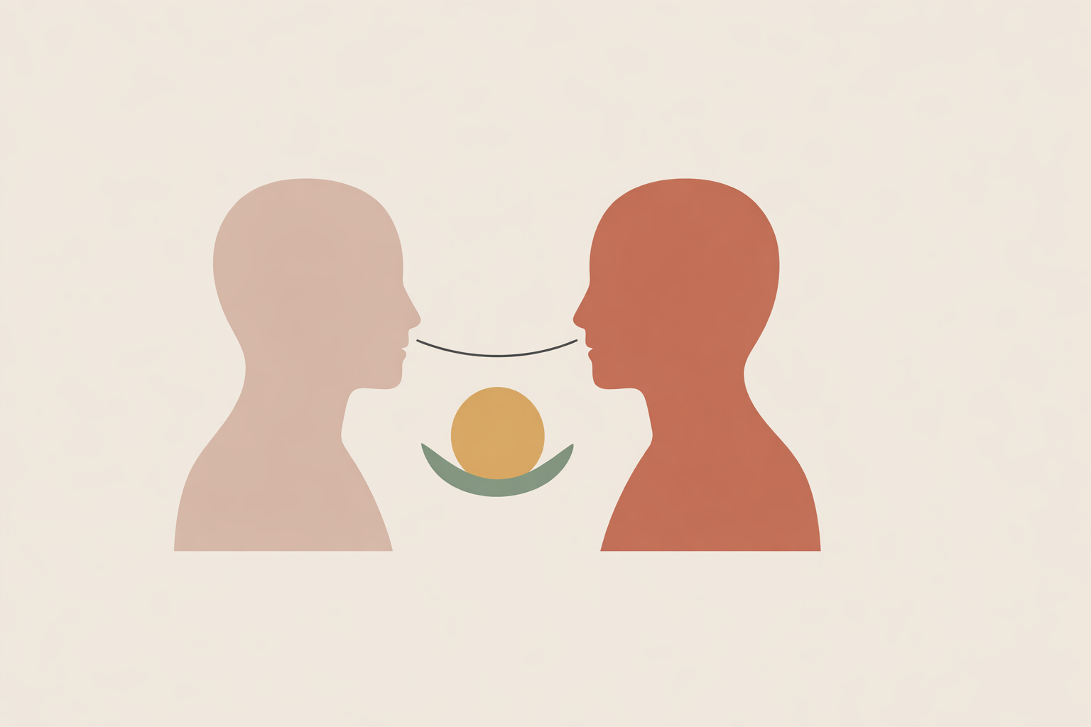 Caregiver gently supporting older adult with dementia during person-centered care conversation in a calm setting