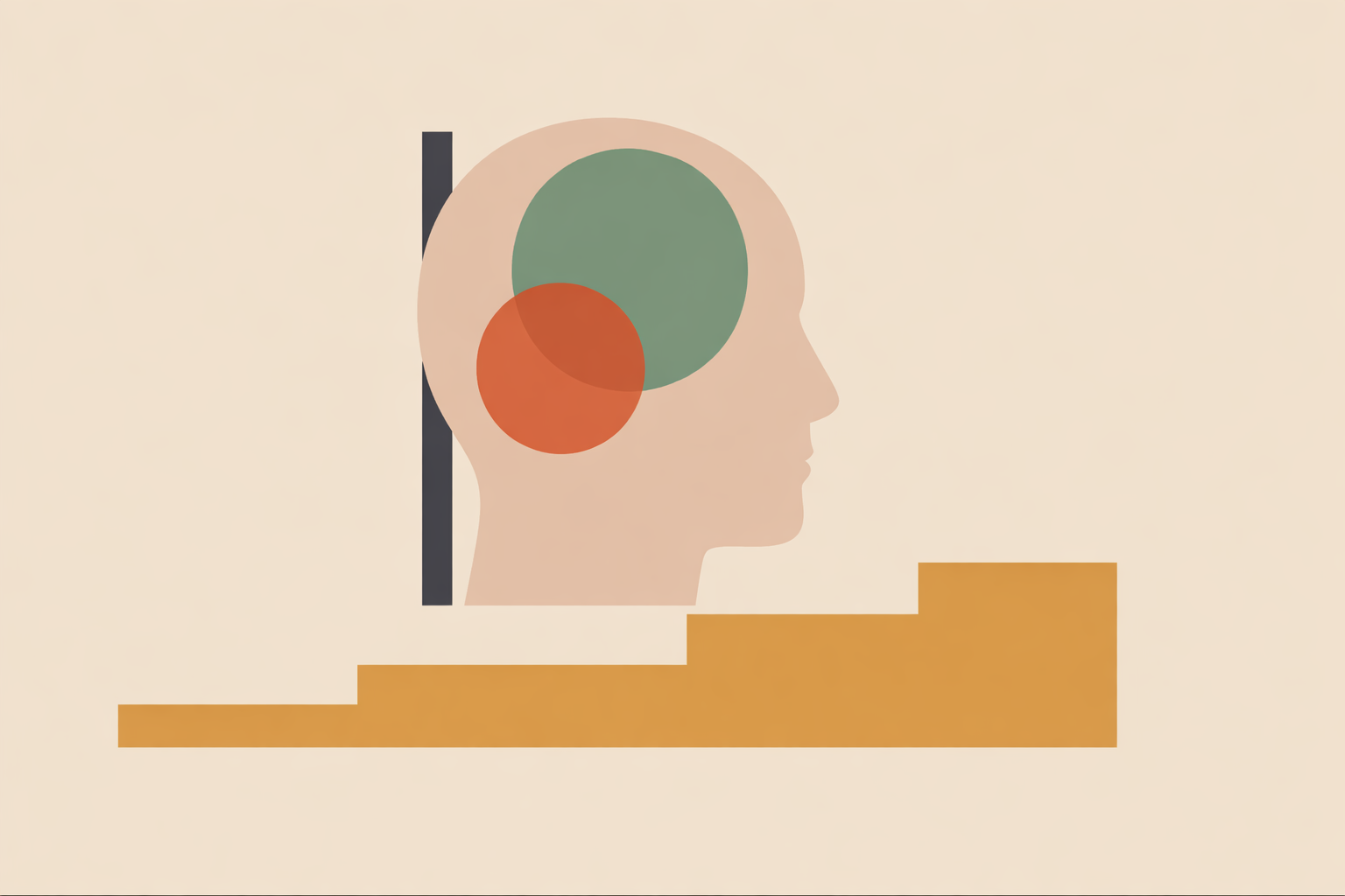 Coach explaining brain decision‑making process to client using illustrated brain diagram on digital screen